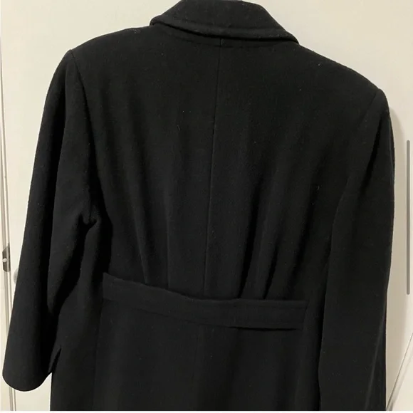 Vintage Union Made JH Collectibles Wool Long Trench Coat Black sz Medium / Large - Picture 5 of 14